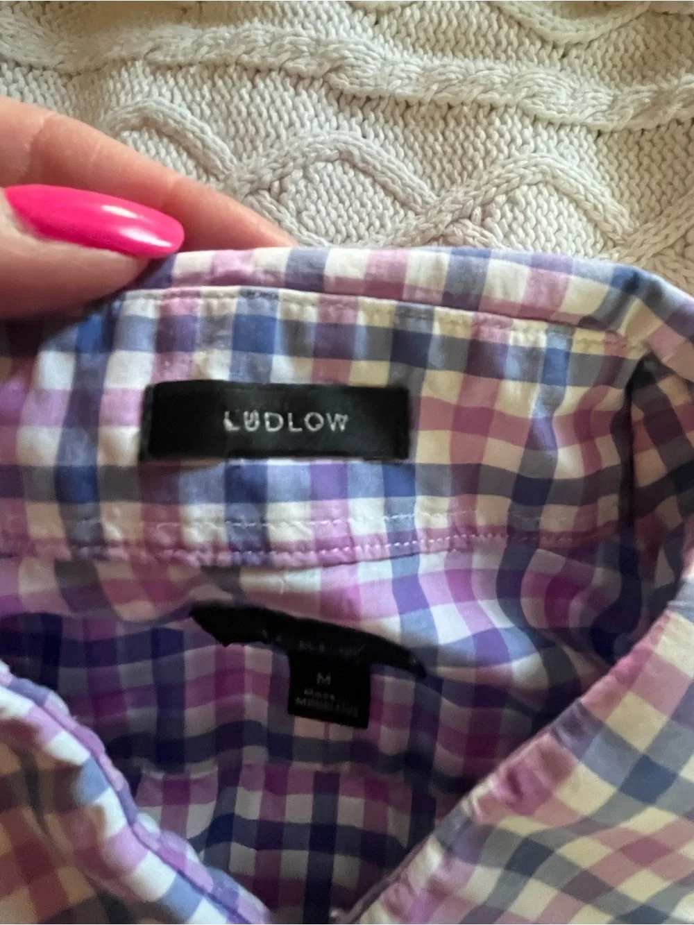 J. Crew Men's Check Button-Down Shirt - Purple & Blue Plaid Size Medium